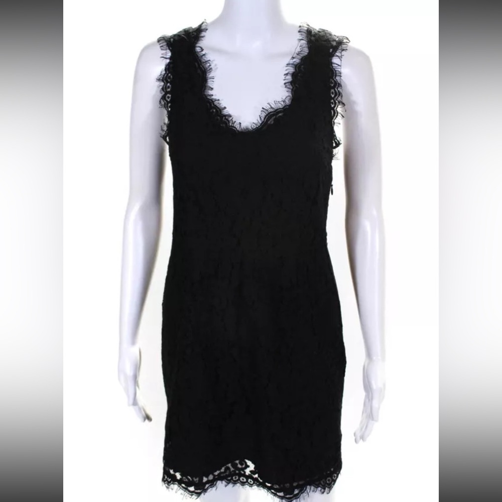 Joie Floral Battenberg Lace Size Zip Sleeveless Short Dress Black Size S